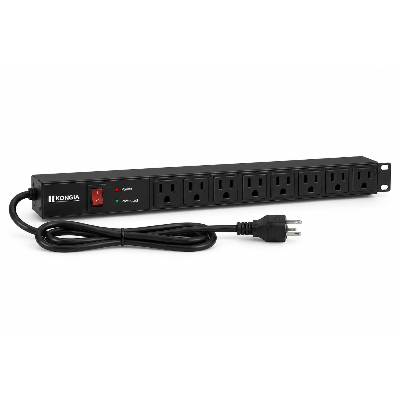 PDU para Rack 19 pulgadas 1U, 8 Tomas US, 15A / 110V-250V, Protección 1080 J