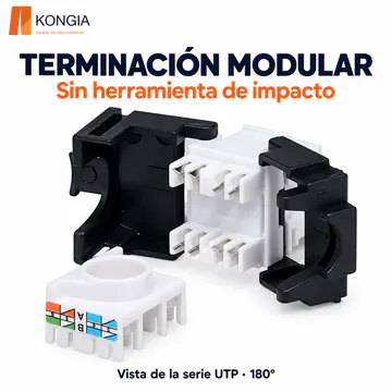 KONGIA · Terminación modular sin herramienta de impacto · Serie UTP 180° · KJ-6A-TL-180