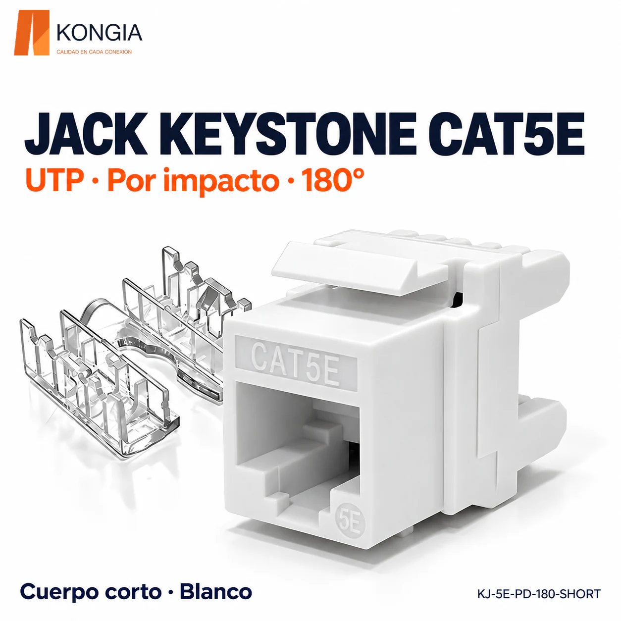 Jack Keystone Cat5e Sin Blindaje (UTP), Por Impacto a 180°, Cuerpo Corto, 6 Colores
