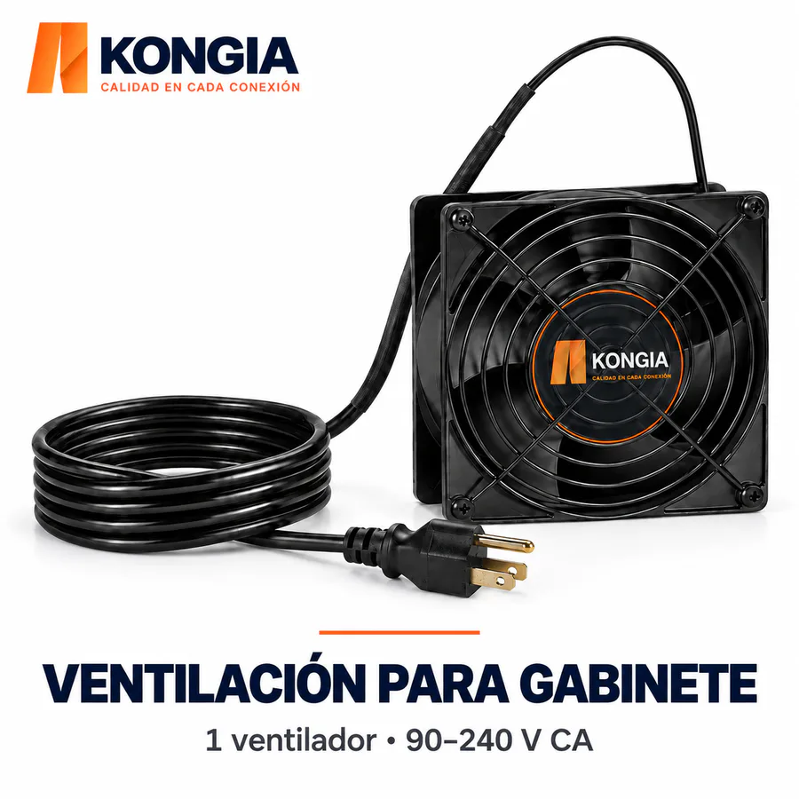 Ventilador Axial para Gabinete, 90–240 V CA Autoajustable, Cable US 1,8 m