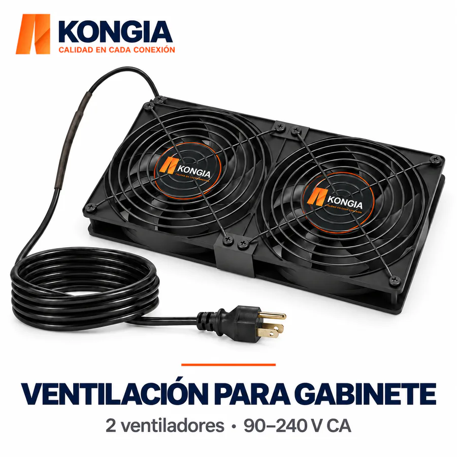 Kit de 2 Ventiladores para Gabinete, 90–240 V CA Autoajustable, Cable US 1,8 m