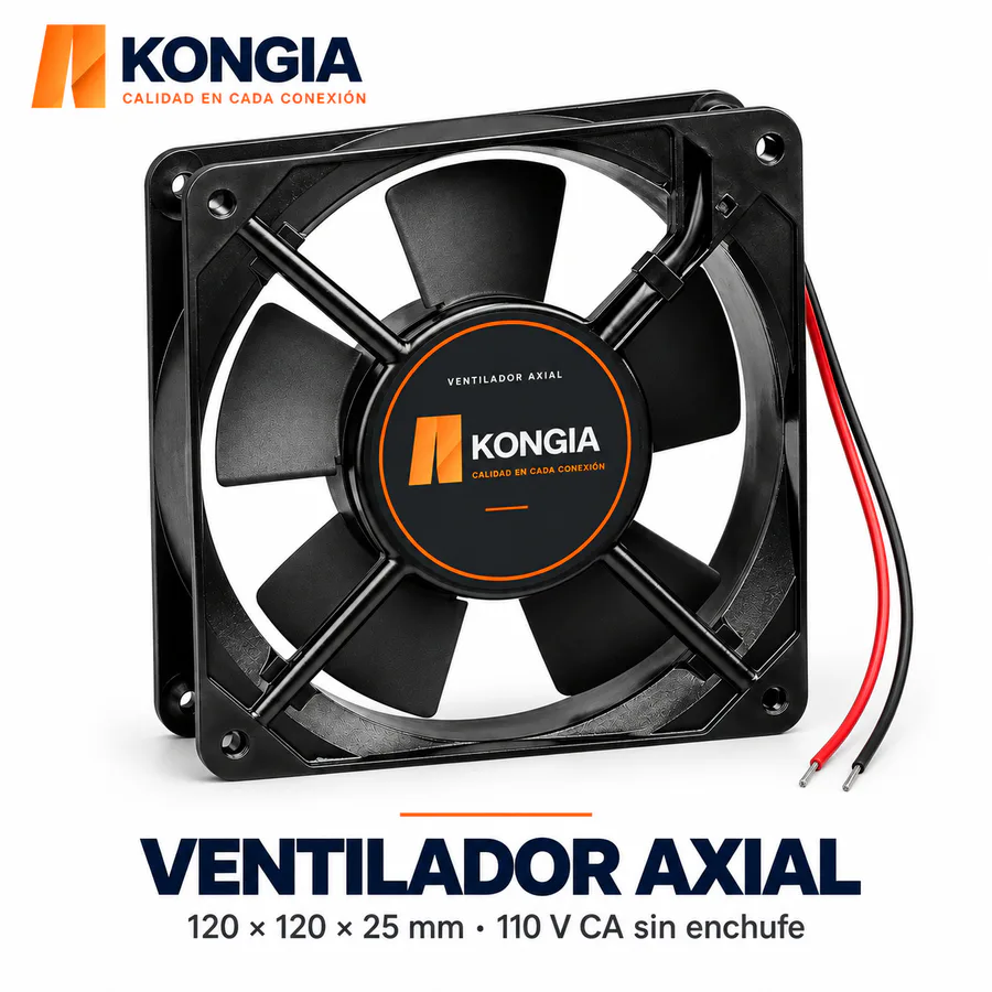 Ventilador Axial 120 × 120 × 25 mm, 110 V CA, 5 Aspas, Sin Enchufe