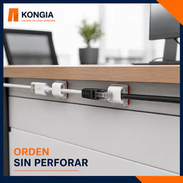 Organización de cables en escritorio sin perforar — Clips Autoadhesivos para Cable, Tamaño Mediano, 100 Piezas — KG-CM-AC-M100