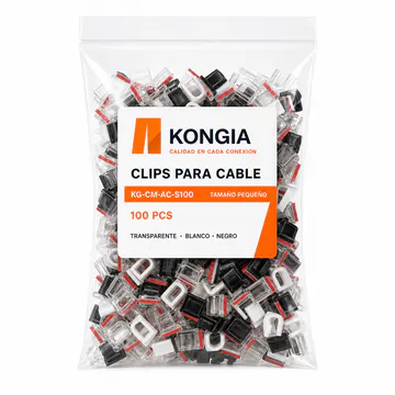 Vista principal de la presentación sobre fondo blanco — Clips Autoadhesivos para Cable, Tamaño Pequeño, 100 Piezas — KG-CM-AC-S100