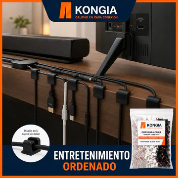 Gestión de cables en equipo audiovisual — Clips Autoadhesivos para Cable, Tamaño Pequeño, 100 Piezas — KG-CM-AC-S100