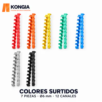 KONGIA — Bolsa de 7 peines con apertura, uno de cada color: rojo, naranja, amarillo, verde, azul, gris y negro