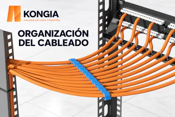 Ejemplo ilustrativo de peines organizadores en un rack de red