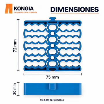 Dimensiones aproximadas del peine: 75 × 72 × 20 mm