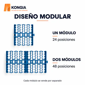 Un módulo de 24 posiciones y dos módulos unidos de 48 posiciones; venta por pieza