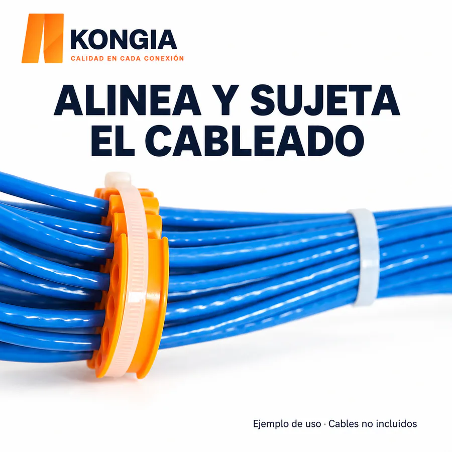 Escenarios de uso - Peine Organizador de 30 Cables con Brida, CAT5 — Ø Exterior 64 mm, 1 Pieza