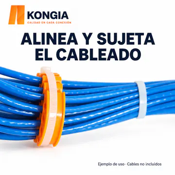 Organización de mazos mediante peine y brida; cables no incluidos