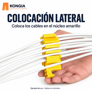 Colocación lateral de cables en el núcleo amarillo; cables no incluidos