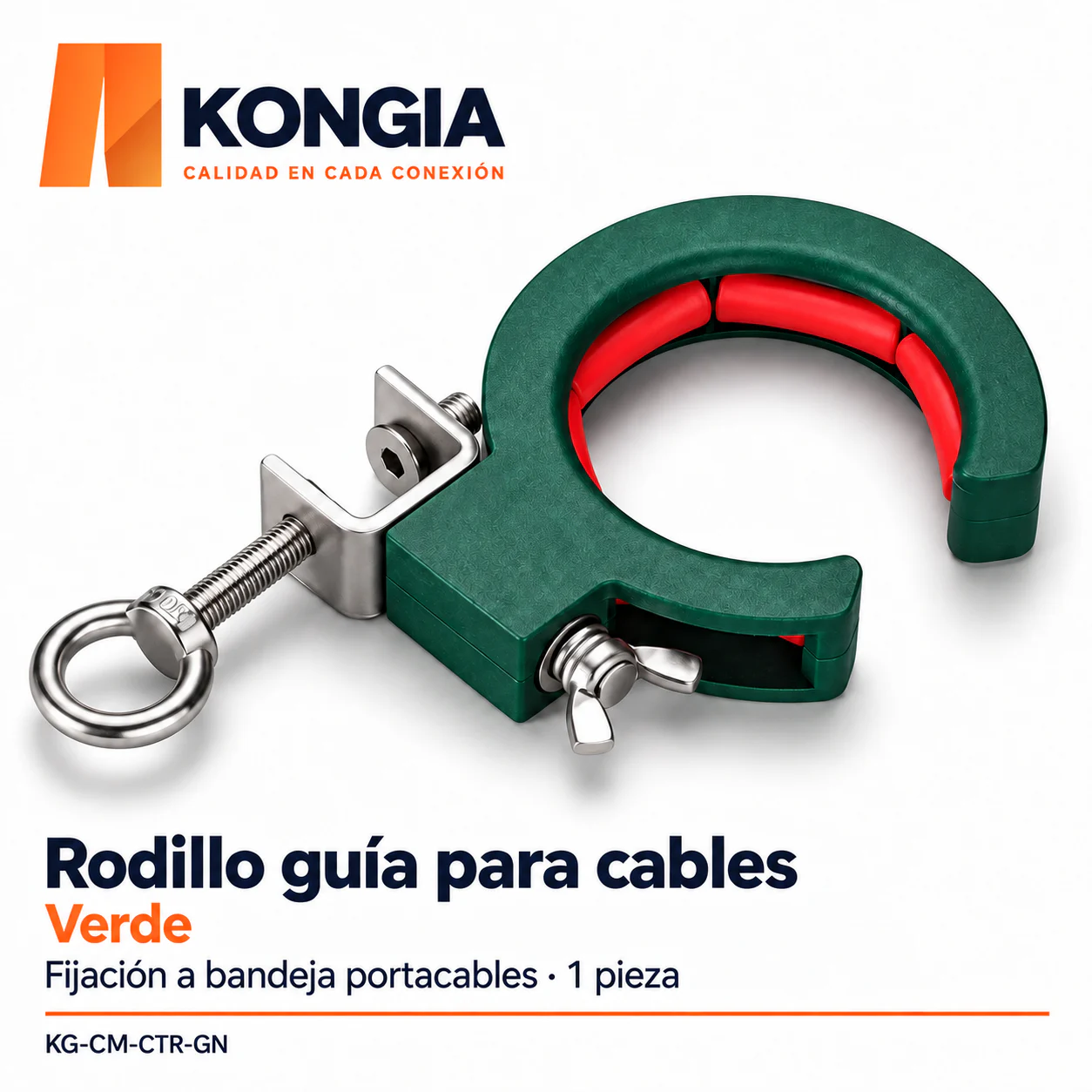 Rodillo guía para cables con pinza — Verde