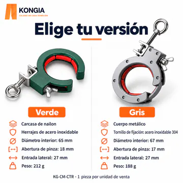 KONGIA KG-CM-CTR — Comparación de materiales, dimensiones y peso por versión