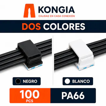 Comparación de las variantes blanca y negra — Abrazadera FC Autoadhesiva con Cubierta Deslizable, Negra, 100 Piezas — KG-CM-FC100-B