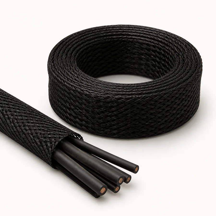 Manga Trenzada Expandible de PET, 10 mm × 10 m, Negro