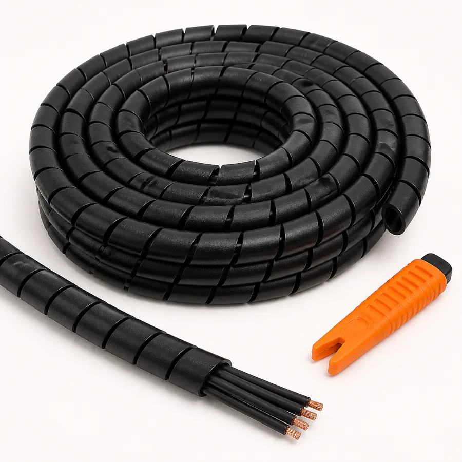 Agrupador Espiral de Cables, 19 mm × 10 m, Negro