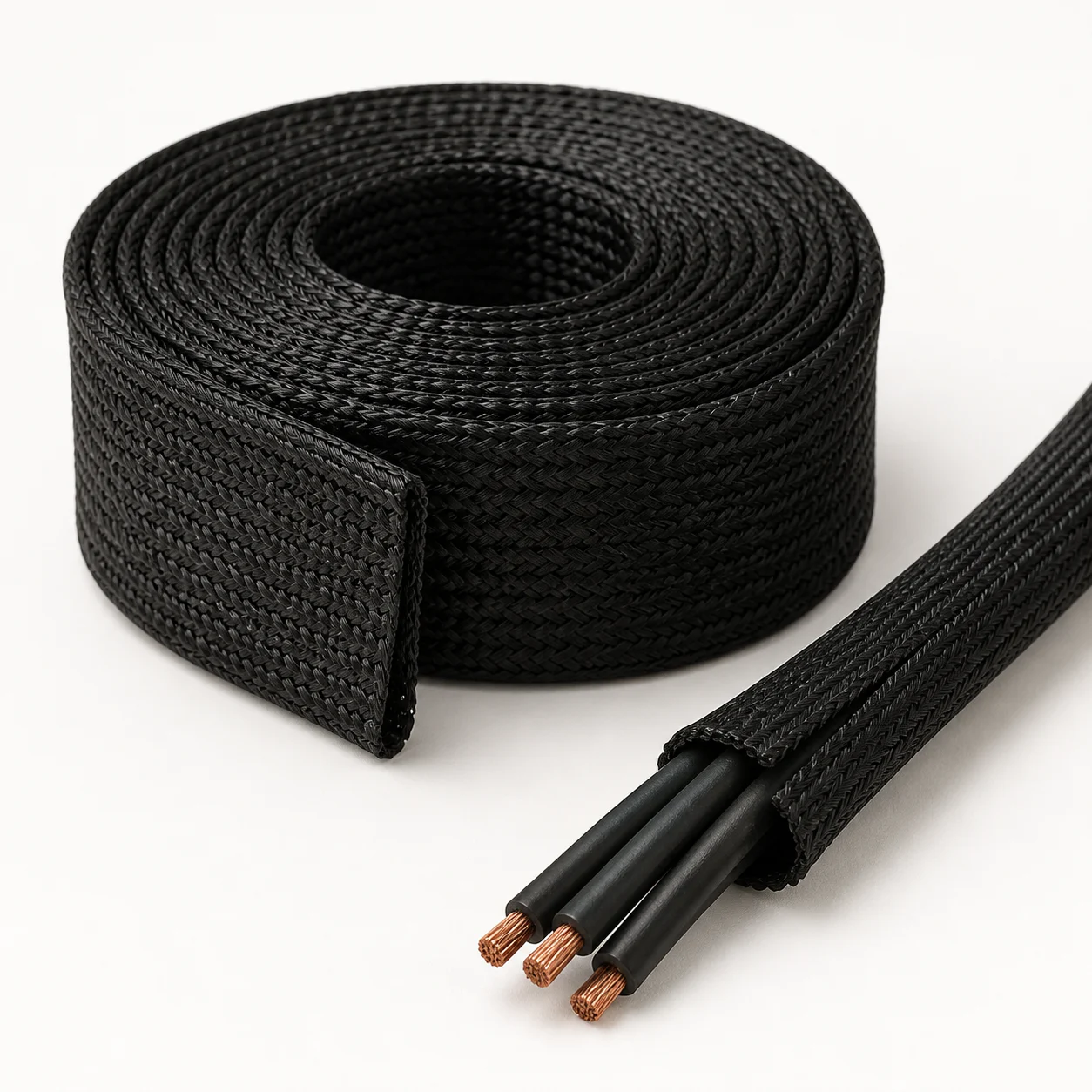 Manga Dividida Autoenvolvente, 25 mm × 3 m, Negro