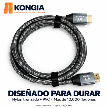 KONGIA KG-CT-HDMI20-CU-2M — Presentación del cable enrollado y protección de nylon