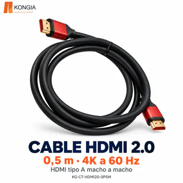 KG-CT-HDMI20-0P5M — Cable HDMI 2.0 de 0,5 m, conectores rojos
