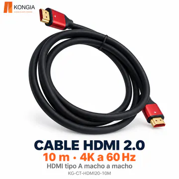 KG-CT-HDMI20-10M — Cable HDMI 2.0 de 10 m, conectores rojos