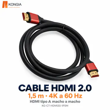 KG-CT-HDMI20-1P5M — Cable HDMI 2.0 de 1,5 m, conectores rojos