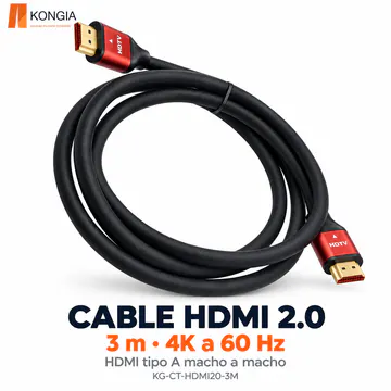 KG-CT-HDMI20-3M — Cable HDMI 2.0 de 3 m, conectores rojos