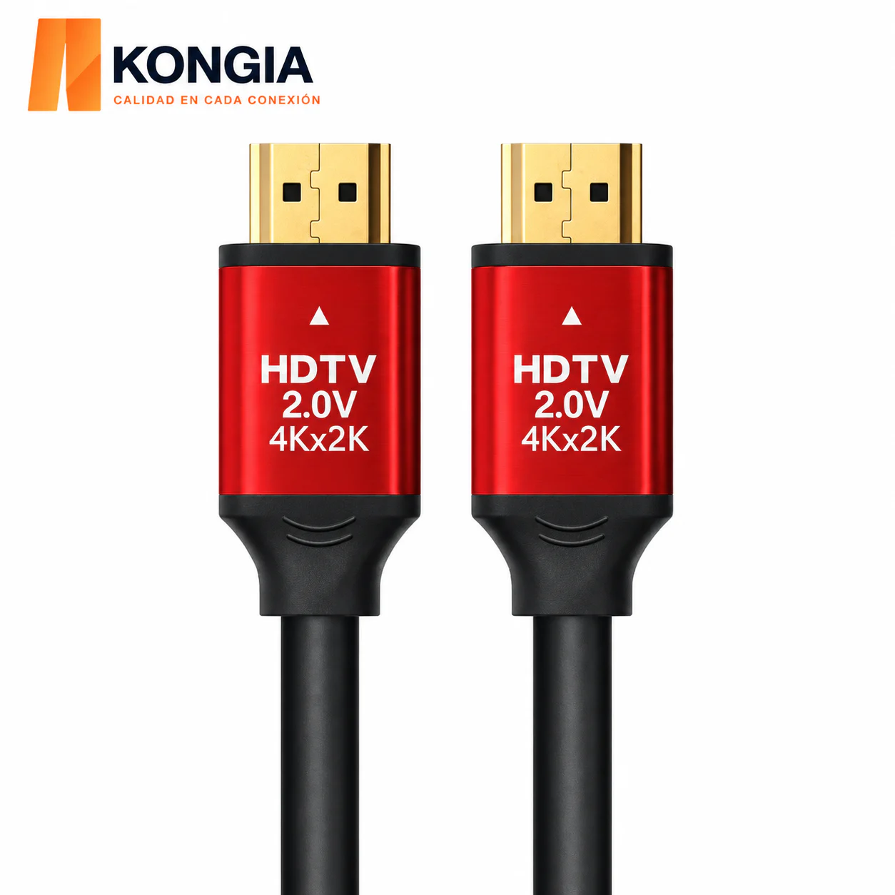Cable HDMI 2.0 1 m · 4K/60Hz · Conectores rojos · CCS · Diámetro del alambre: 8.0 mm · Versión 2.0 / Resolución 4K / Canal de retorno de audio (ARC) / Video 3D / Blindado para reducir interferencias / Chapado en oro / Alta resistencia y durabilidad
