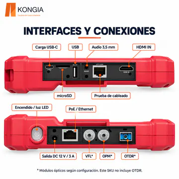 KG-CT-IPC-X560 Pro — Interfaces físicas y módulos según configuración