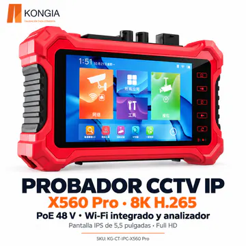 KG-CT-IPC-X560 Pro — Probador CCTV IP 8K H.265, PoE y Wi-Fi