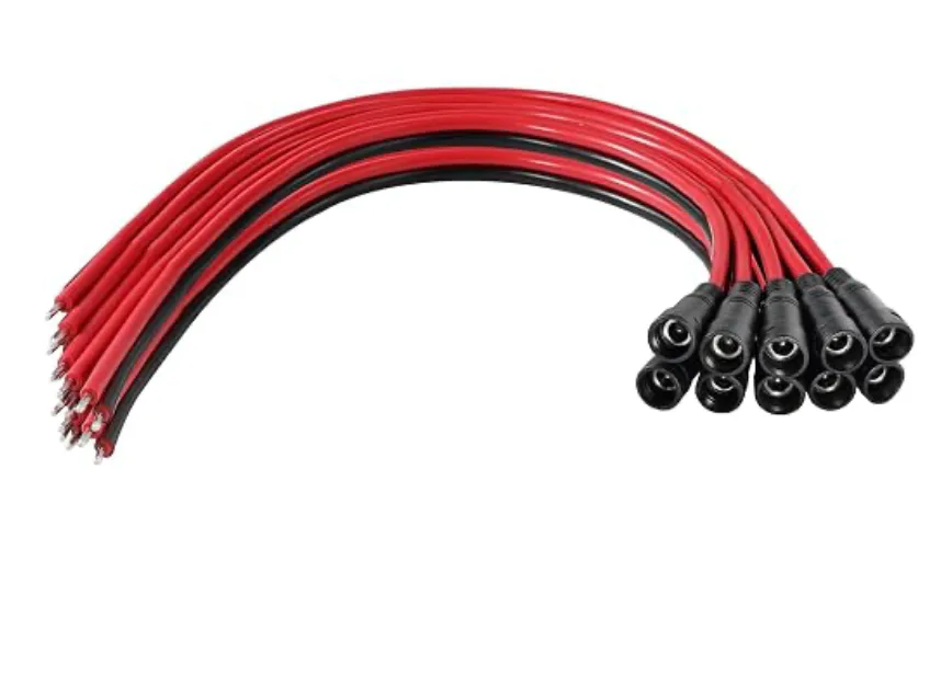 Pigtail DC Hembra 5.5 × 2.1 mm, Cobre Puro 18 AWG, 30 cm, Bolsa de 10