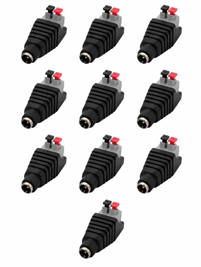 Conector DC Hembra 5.5 × 2.1 mm con Terminales de Presión, Bolsa de 10