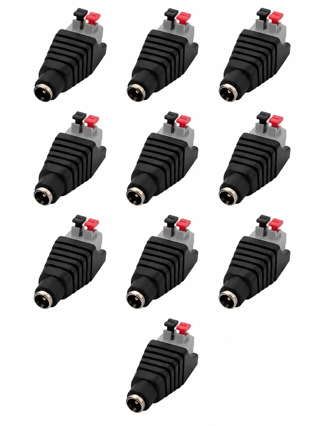 Conector DC Hembra 5.5 × 2.1 mm con Terminales de Presión, Bolsa de 10