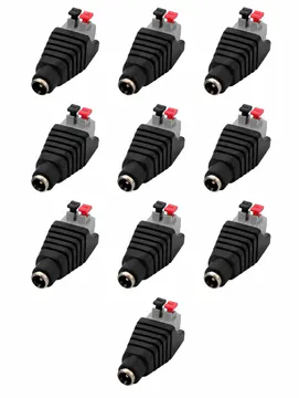 Female 5.5 × 2.1 mm DC Screwless Push-Terminal Connector, 10-Pack