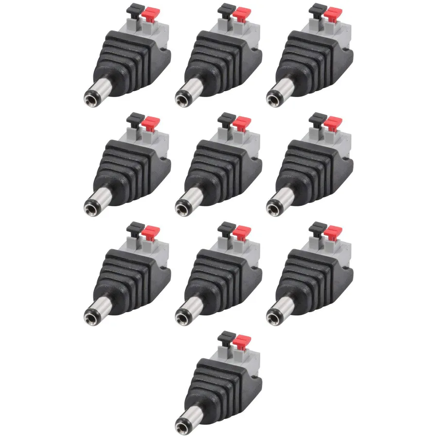 Conector DC Macho 5.5 × 2.1 mm con Terminales de Presión, Bolsa de 10