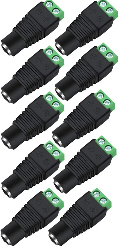 Conector DC Hembra 5.5 × 2.1 mm con Terminales de Tornillo, Bolsa de 10