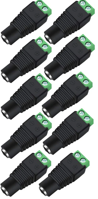Conector DC Hembra 5.5 × 2.1 mm con Terminales de Tornillo, Bolsa de 10