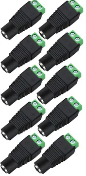 Female 5.5 × 2.1 mm DC Screw-Terminal Connector, 10-Pack