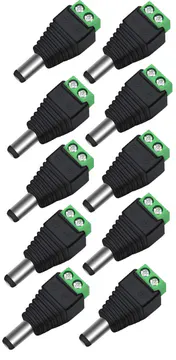 Male 5.5 × 2.1 mm DC Screw-Terminal Connector, 10-Pack