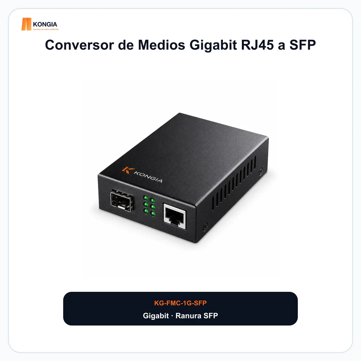 Conversor de Medios Gigabit RJ45 a SFP