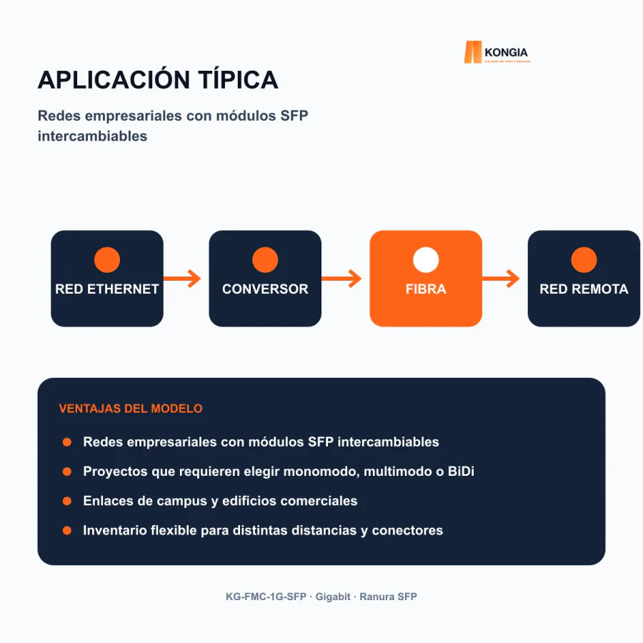 Escenarios de uso - Conversor de Medios Gigabit RJ45 a SFP
