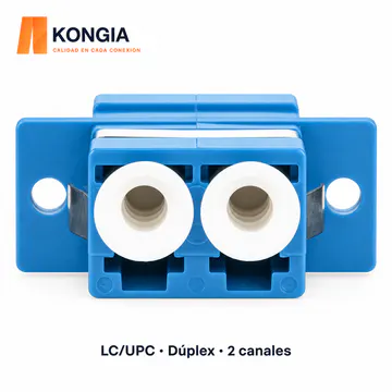 KONGIA Adaptador de Fibra Óptica LC/UPC–LC/UPC, Monomodo, Dúplex, 1 Pieza — vista de los puertos