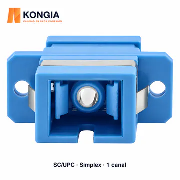 KONGIA Adaptador de Fibra Óptica SC/UPC–SC/UPC, Monomodo, Simplex, 1 Pieza — vista de los puertos