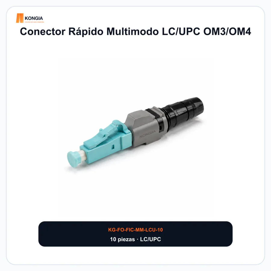Conector Rápido Multimodo LC/UPC OM3/OM4, Pre-pulido y Re-terminable, Bolsa con 10 Piezas