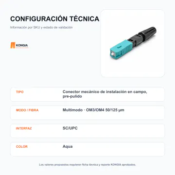 Configuración técnica - Conector Rápido Multimodo SC/UPC OM3/OM4 - KG-FO-FIC-MM-SCU-10