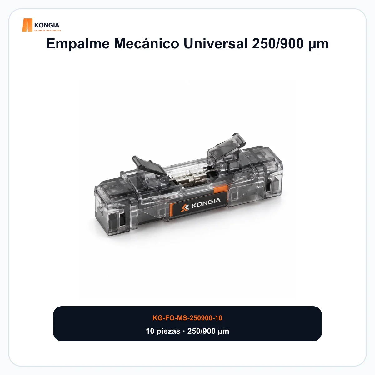 Empalme Mecánico Universal para Fibra Óptica 250/900 µm, Bolsa con 10 Piezas