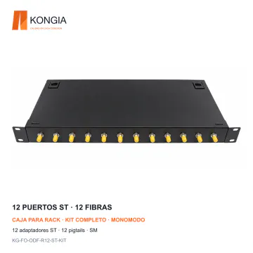 KONGIA KG-FO-ODF-R12-ST-KIT · 12 puertos ST, 12 fibras · Monomodo (SM)