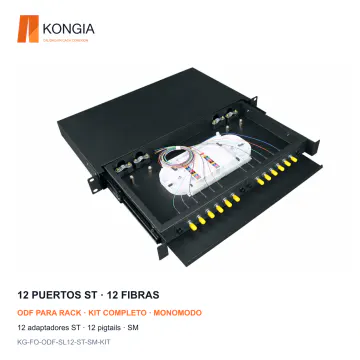 KONGIA KG-FO-ODF-SL12-ST-SM-KIT · 12 puertos ST, 12 fibras · Monomodo (SM)
