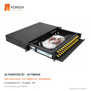 KONGIA KG-FO-ODF-SL24-ST-SM-KIT · 24 puertos ST, 24 fibras · Monomodo (SM)