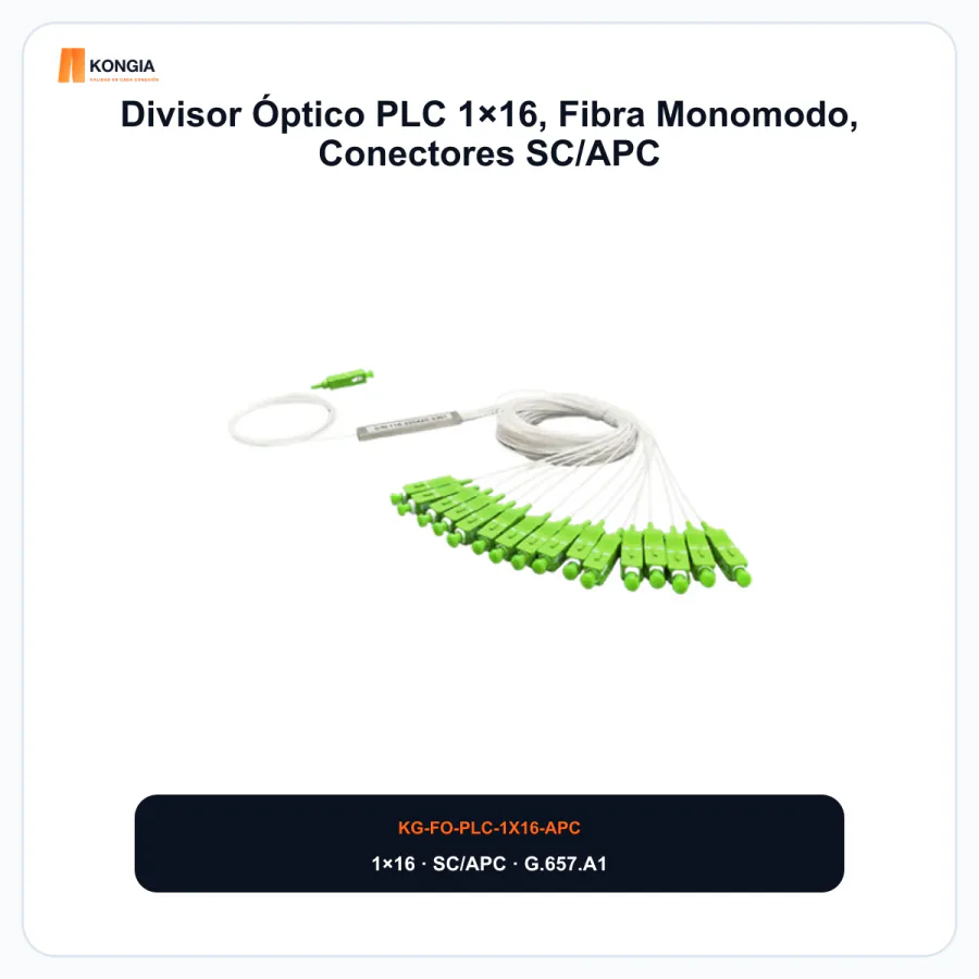 Divisor Óptico PLC 1×16, Fibra Monomodo, Conectores SC/APC